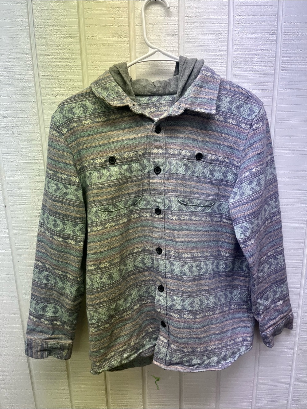 Colorful Planet Youth XL Tribal Print Shirt Jacket Shacket Boys Hoodie Hipster